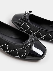 Yours Curve Black Extra Wide Fit Diamante Ballet Pumps - Image 5 of 5