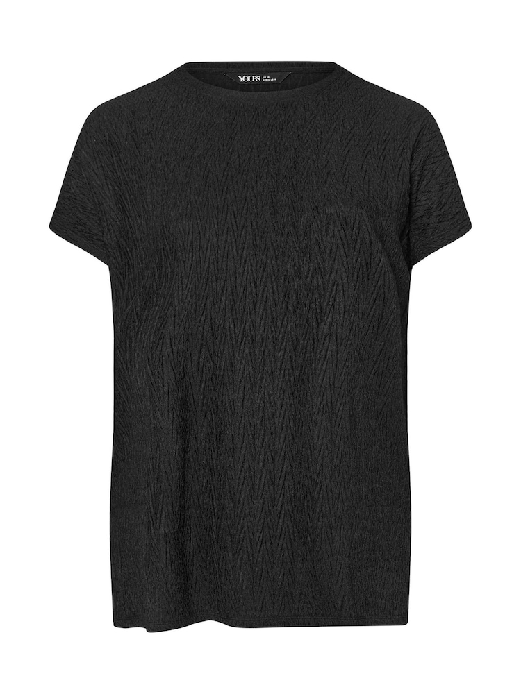 Yours Curve Black Crinkle Grown On T-Shirt - Image 5 of 5