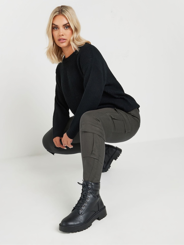 Gris - Yours Curve Cargo Pocket Jeans - Imagen 1 de 5