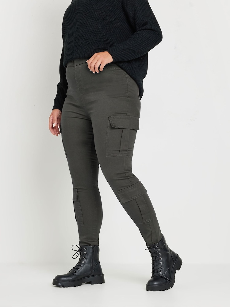 Gris - Yours Curve Cargo Pocket Jeans - Imagen 2 de 5