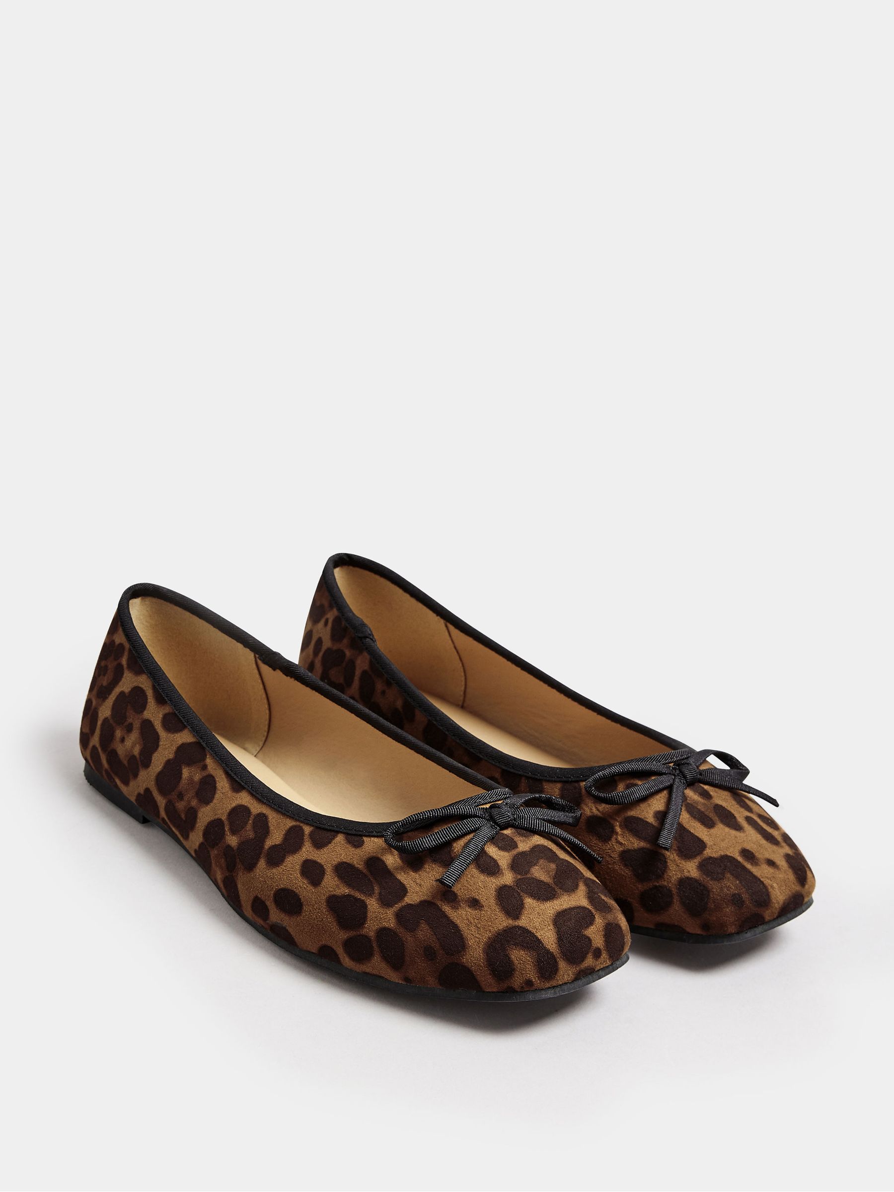 Yours Curve Brown Extra Wide Fit Leopard Print Ballet Pumps