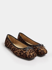 Yours Curve Brown Extra Wide Fit Leopard Print Ballet Pumps - Image 2 of 5