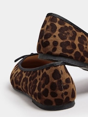Yours Curve Brown Extra Wide Fit Leopard Print Ballet Pumps - Image 4 of 5