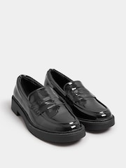 Yours Curve Black Wide Fit Wide Fit Saddle Loafer Patent Shoes - Image 2 of 5