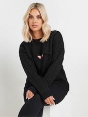 Yours Curve Black Cable Cut Out Jumper - Image 1 of 5