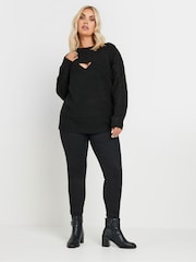 Yours Curve Black Cable Cut Out Jumper - Image 2 of 5