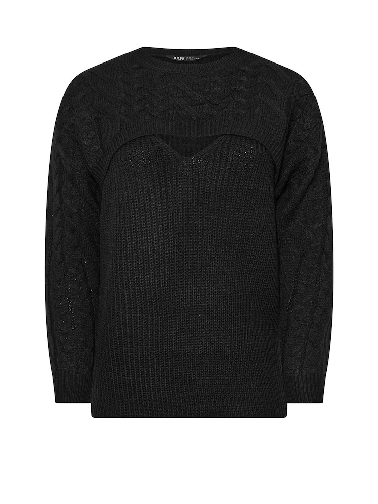 Yours Curve Black Cable Cut Out Jumper - Image 5 of 5