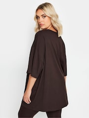 Yours Curve Brown Boxy 100% Cotton T-Shirt - Image 3 of 4