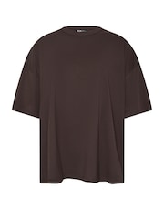 Yours Curve Brown Boxy 100% Cotton T-Shirt - Image 4 of 4