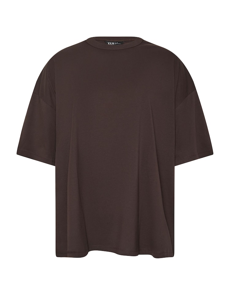 Yours Curve Brown Boxy 100% Cotton T-Shirt - Image 4 of 4
