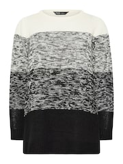Yours Curve Cream Colourblock Stripe Knitted Jumper - Image 5 of 5