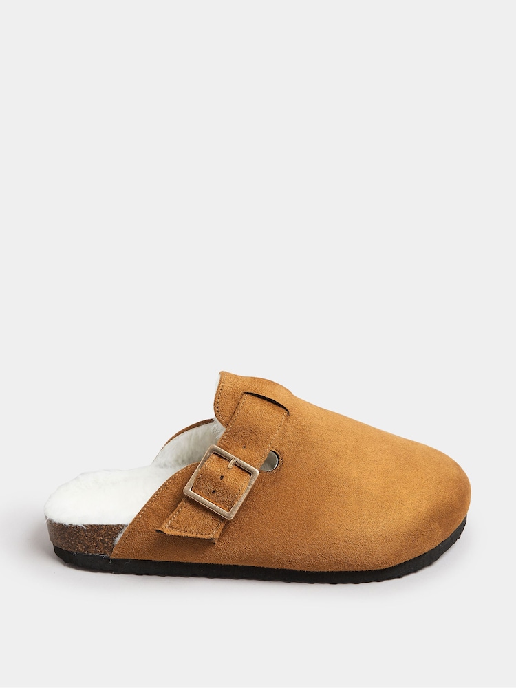 Yours Curve Natural Extra Wide Fit Faux Fur Lined Clogs - Image 1 of 5
