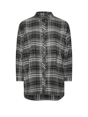 Yours Curve Grey Oversized Checked 100% Cotton Shirt - Image 6 of 6
