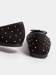 Yours Curve Black Extra Wide Fit Diamante Ballet Pumps - Image 4 of 5