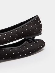 Yours Curve Black Extra Wide Fit Diamante Ballet Pumps - Image 5 of 5