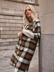 Yours Curve Natural Maxi Check 100% Cotton Shirt - Image 2 of 5