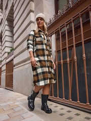 Yours Curve Natural Maxi Check 100% Cotton Shirt - Image 4 of 5