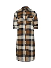 Yours Curve Natural Maxi Check 100% Cotton Shirt - Image 5 of 5