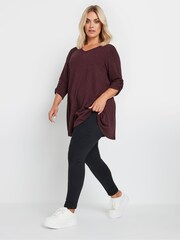 Yours Curve Burgundy Red Metallic Top - Image 3 of 5