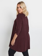 Yours Curve Burgundy Red Metallic Top - Image 4 of 5