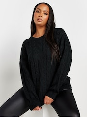 Yours Curve Black Cable Jumper - Image 1 of 5