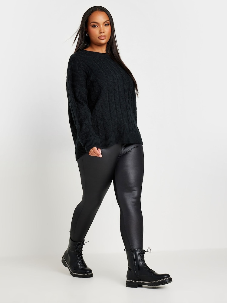 Yours Curve Black Cable Jumper - Image 2 of 5