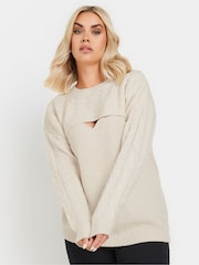 Yours Curve Natural Cable Cut Out Jumper - Image 1 of 5