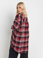 Yours Curve Red Oversized Checked 100% Cotton Shirt - Image 3 of 4
