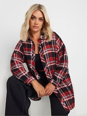 Yours Curve Red Oversized Checked 100% Cotton Shirt - Image 4 of 4