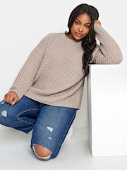 Yours Curve Natural Waffle Knitted Jumper - Image 1 of 4