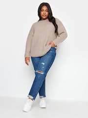 Yours Curve Natural Waffle Knitted Jumper - Image 2 of 4
