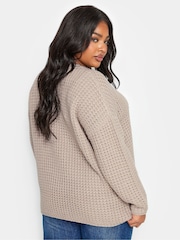 Yours Curve Natural Waffle Knitted Jumper - Image 3 of 4