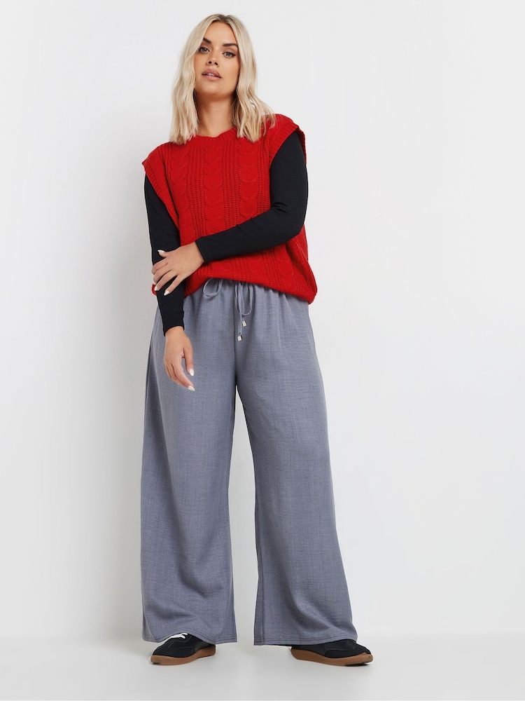 Yours Curve Red Cropped Cable Vest - Image 2 of 5