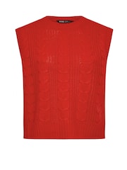 Yours Curve Red Cropped Cable Vest - Image 5 of 5