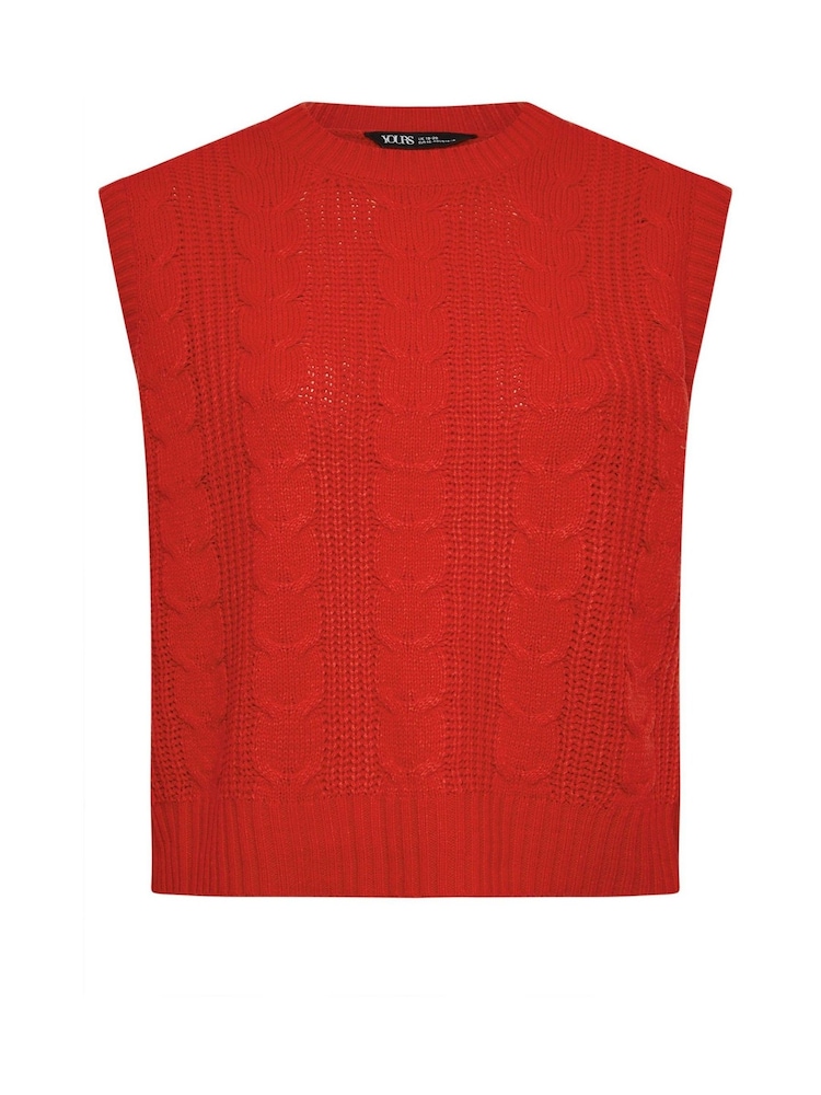 Yours Curve Red Cropped Cable Vest - Image 5 of 5