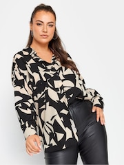 Yours Curve Natural Abstract Print Oversized Shirt - Image 3 of 5
