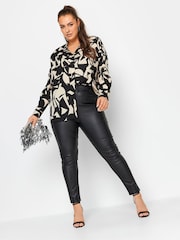 Yours Curve Natural Abstract Print Oversized Shirt - Image 4 of 5