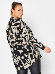 Yours Curve Natural Abstract Print Oversized Shirt - Image 5 of 5