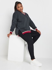 Yours Curve Grey Structured Sweatshirt - Image 1 of 5