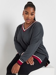 Yours Curve Grey Structured Sweatshirt - Image 3 of 5