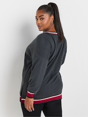 Yours Curve Grey Structured Sweatshirt - Image 4 of 5