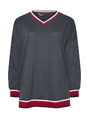 Yours Curve Grey Structured Sweatshirt - Image 5 of 5