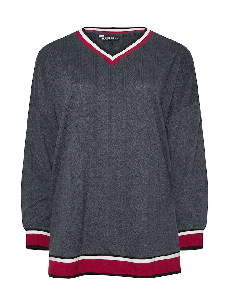Yours Curve Grey Structured Sweatshirt - Image 5 of 5