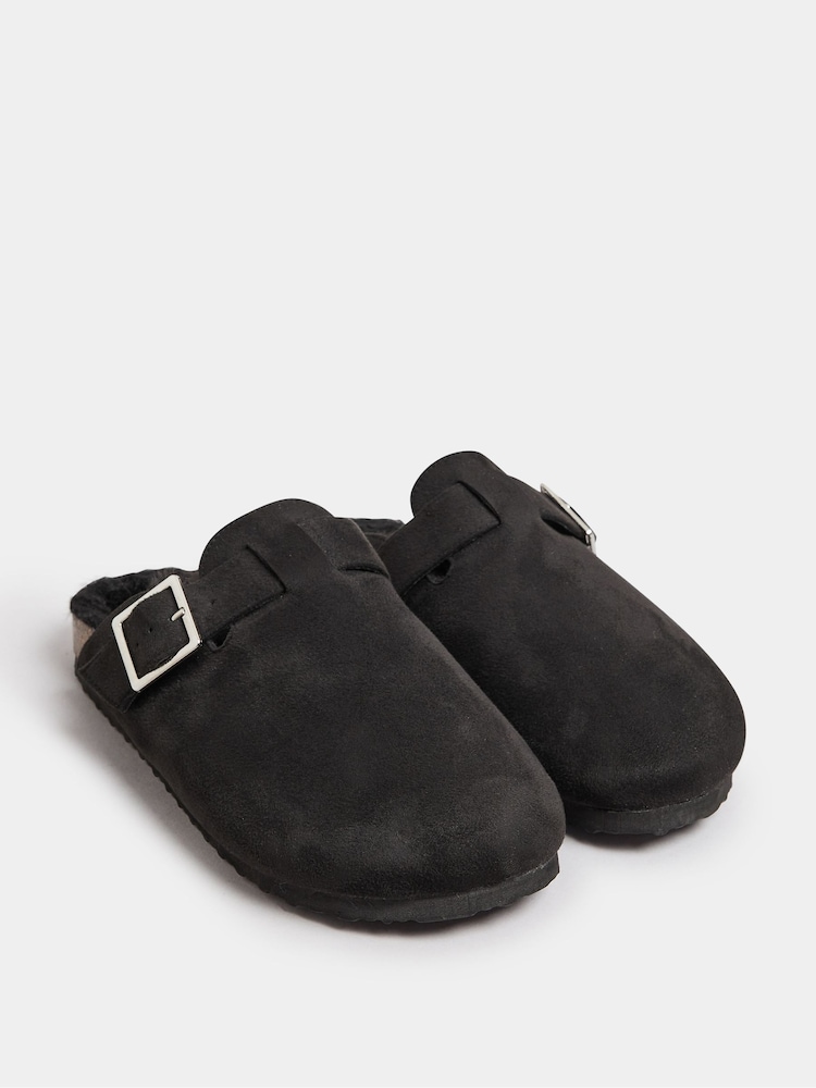 Yours Curve Black Extra Wide Fit Faux Fur Lined Clogs - Image 2 of 5