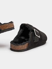 Yours Curve Black Extra Wide Fit Faux Fur Lined Clogs - Image 3 of 5