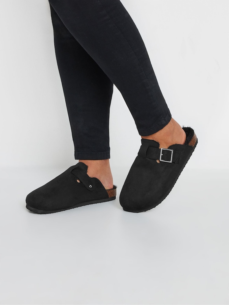 Yours Curve Black Extra Wide Fit Faux Fur Lined Clogs - Image 5 of 5