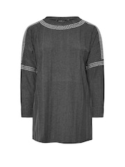 Yours Curve Grey Studded Neckline Embellished Jumper - Image 5 of 5