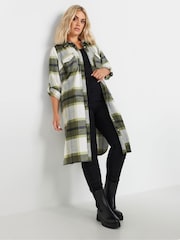 Yours Curve Green Maxi Check 100% Cotton Shirt - Image 1 of 5
