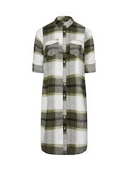 Yours Curve Green Maxi Check 100% Cotton Shirt - Image 5 of 5