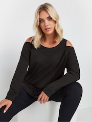 Yours Curve Black 2 In 1 Bardot 100% Cotton T-Shirt - Image 1 of 4